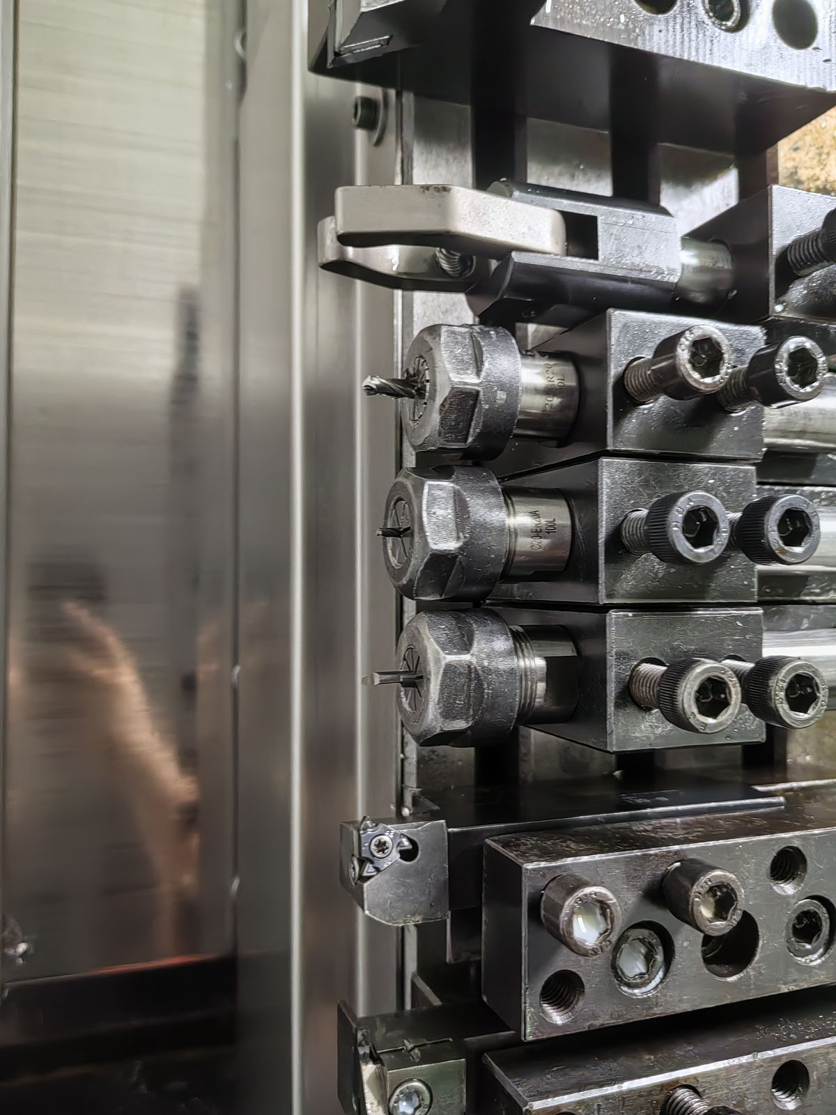 Row of ER tool holders and collets